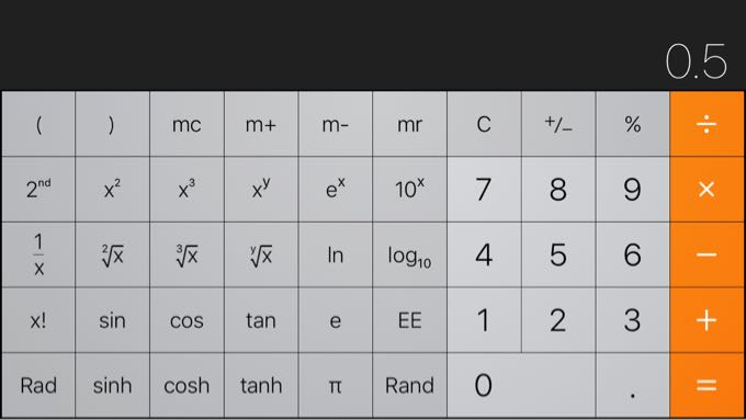 iphoneの関数電卓でコサインの計算